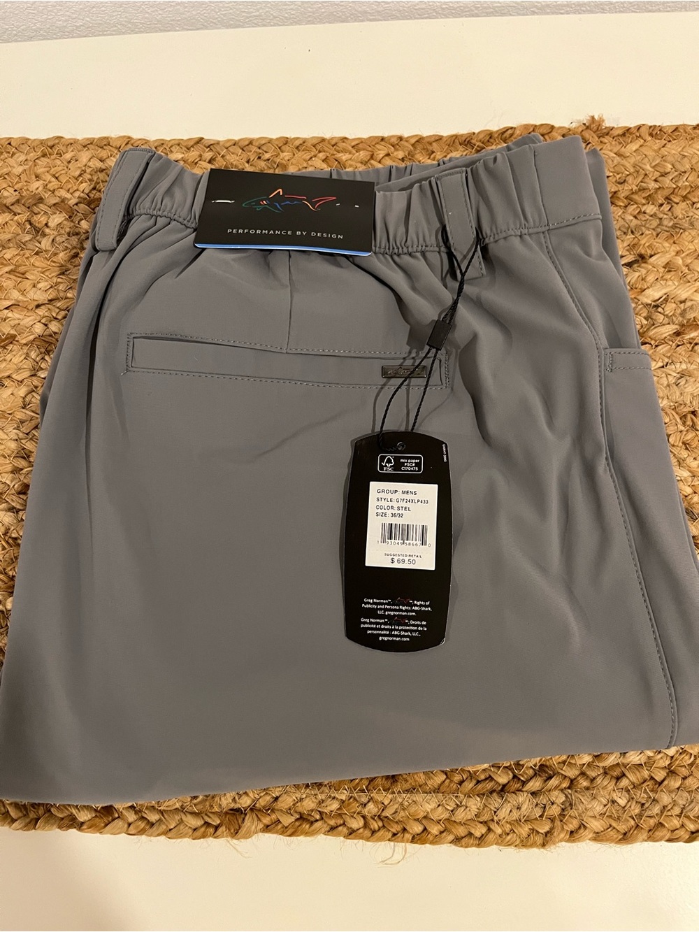Greg Norman Collection PULL-ON TRAVEL PANT Steel Color 36x32